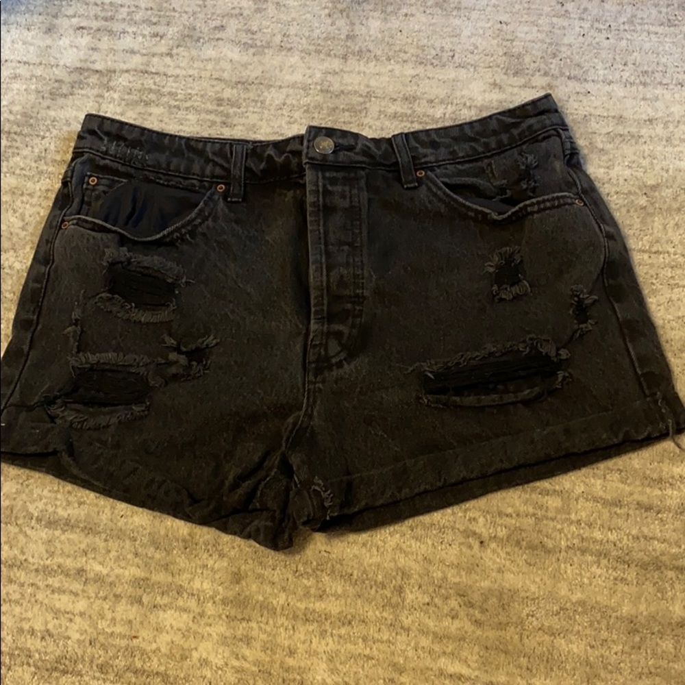 Black Distressed Jean Shorts